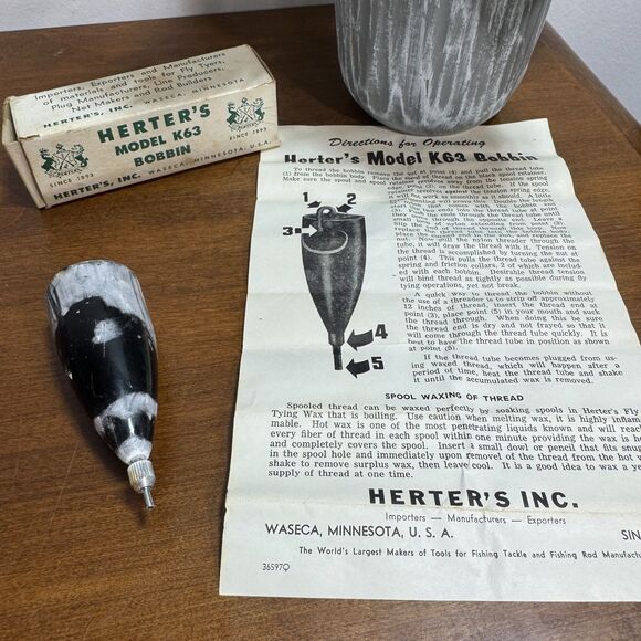 Vintage Herter's Model K63 Fly Tyers Bobbin with Instructions and Box Minnesota - Picture 1 of 4